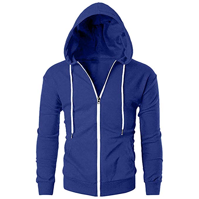 iLXHD Zip Casual Long Sleeve Slim Pocket Fit Hoodies Jacket Coat