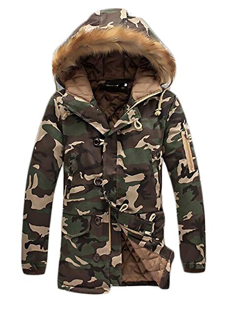 UUYUK-Men Fashion Camo Jacket Windproof Down Puffer Parka Jacket Coat