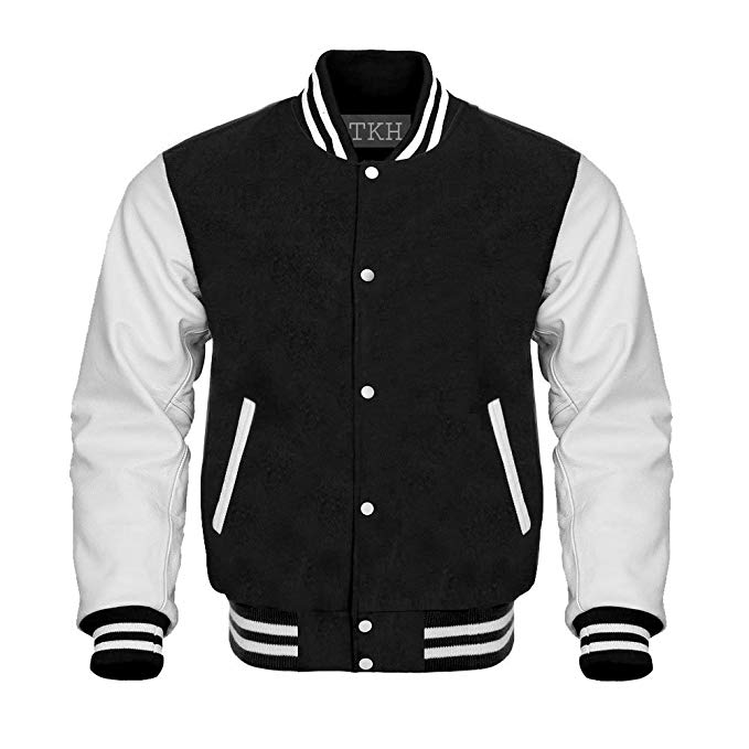 Design Custom Jackets Letterman Baseball Varsity Jacket White Leather Sleeves Black Wool