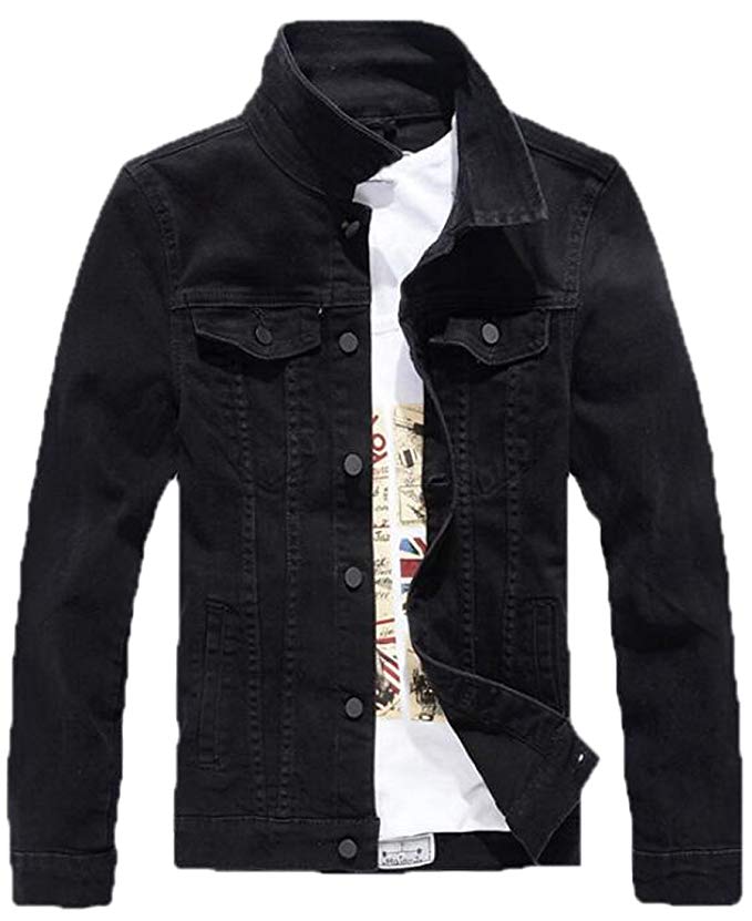 LD Men Casual Denim Trucker Jacket Rugged Wear Slim Cowboy Coat