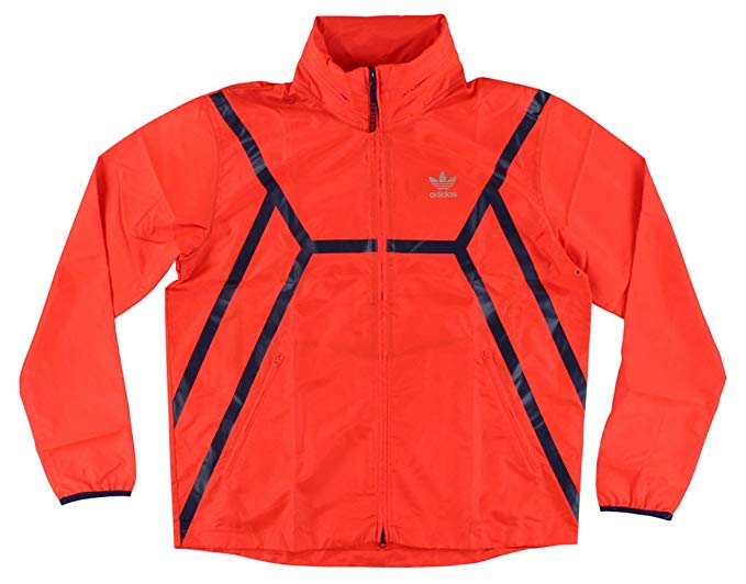 adidas Mens ZX Windbreaker Hoodie Neon Orange