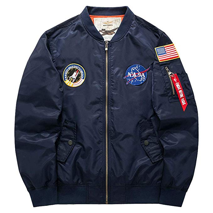 Honiee Men's Bomber Flight Jacket with Patches