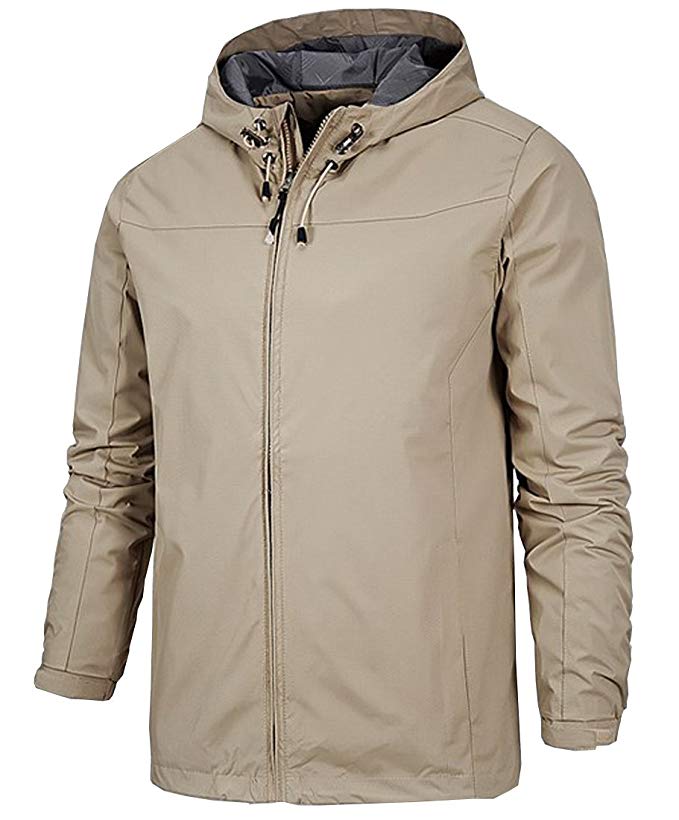 Rdruko Men's Casual Outwear Hooded Windbreaker Windproof Waterproof Sportswear Lightweight Jacket Coat