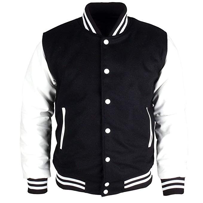 myglory77mall Faux Leather Varsity College Wool Letterman Jacket School Uniform Jersey