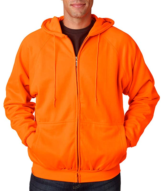 UltraClub Adult Rugged Wear Thermal-Lined Full-Zip Jacket 8463 - Bright Orange_XL