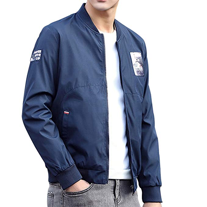 Real Spark(TM) Men Fashionable Casual Windbreakers Slim Fit Lightweight Jackets