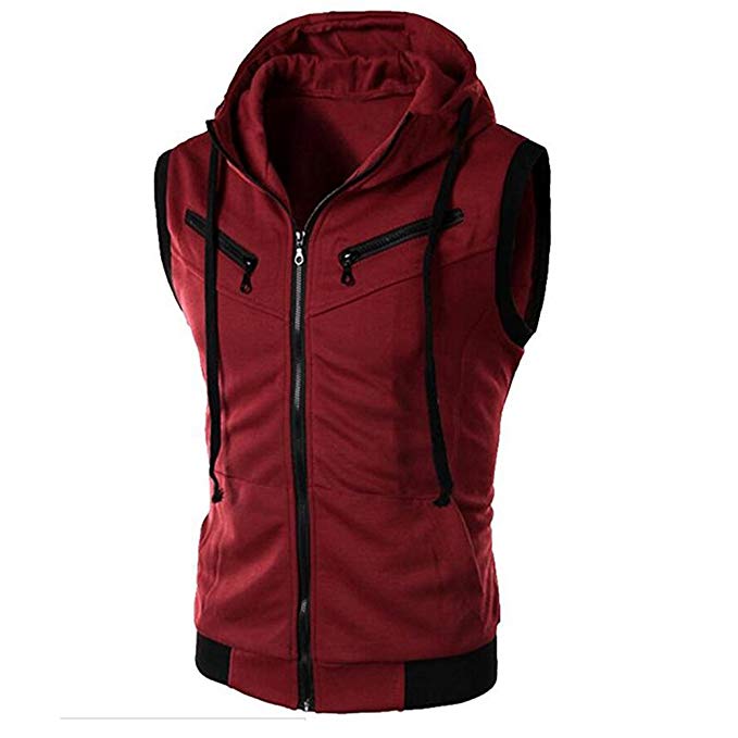 GH Men's Fashion Sport Sleeveless Zip Up Hoodie Cardigan Vest