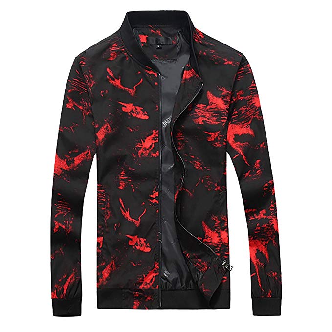 Cloudstyle Mens Casual Slim Fit Lightweight Floral Jacket Sportswear Bomber Jacket