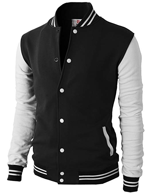 H2H Mens Casual Slim Fit Varsity Baseball Bomber Cotton Lightweight Premium Jacket