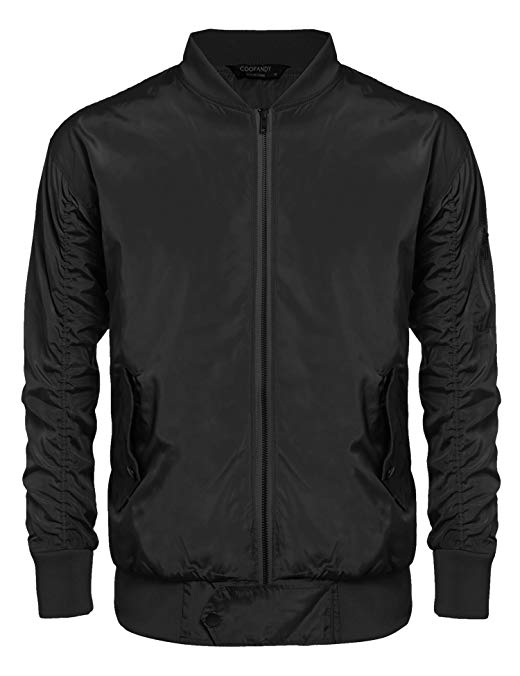 Coofandy Men's Classic Bomber Jacket Lightweight Flight Jacket Windbreaker