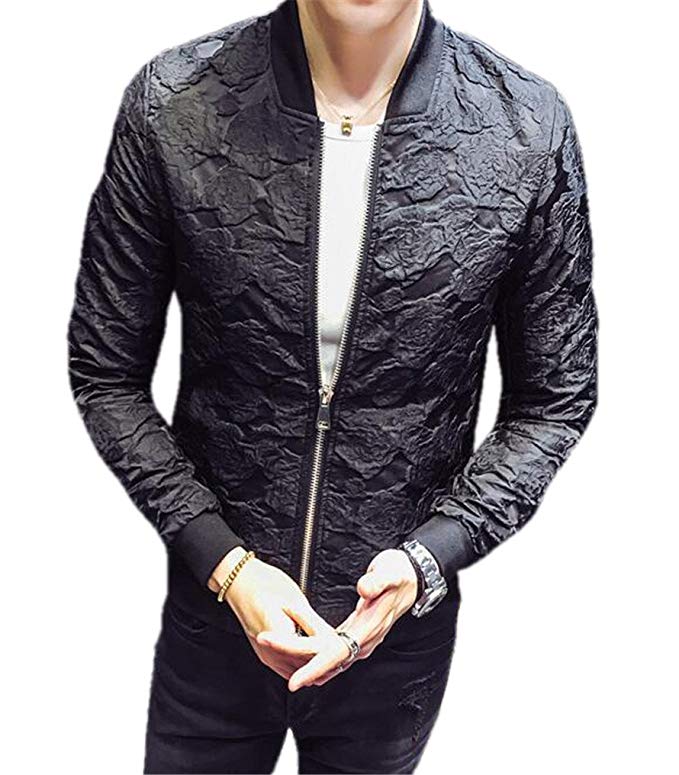 Next Class Men's Slim Fit Flowers Bomber Jacket