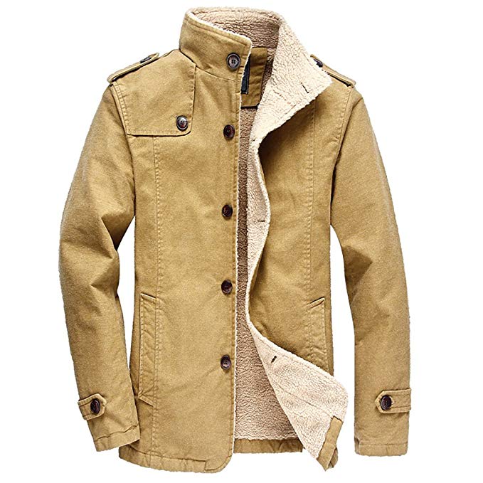 Buytop Men's Casual Winter Cotton Outdoor Coat Military Jackets Windproof Windbreaker with Fleece