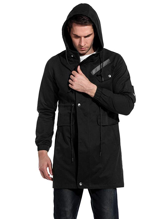 JINIDU Coofandys Men's Hooded Cotton Zip Military Jackets