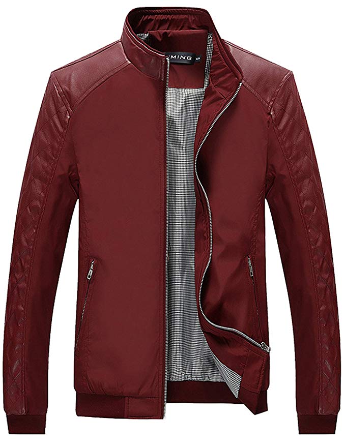 Tanming Men's Color Block Slim Casual Thin Lightweight Jacket