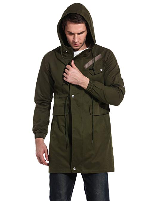 COOFANDY Men's Casual Parka Jacket Cotton Windbreaker Coat with Hood