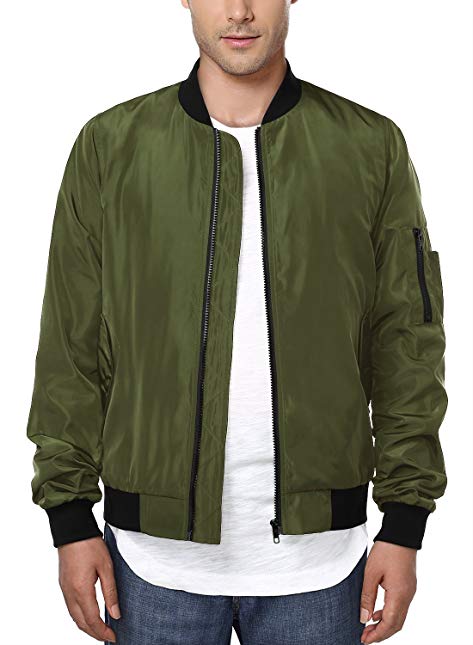 HEMOON Men's Casual Sportswear Lightweight Baseball Bomber Jacket