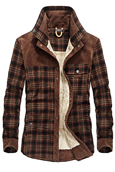 Mr.Stream Men's Outdoor Casual Vintage Long Sleeve Plaid Flannel Button Down Shirt Jacket