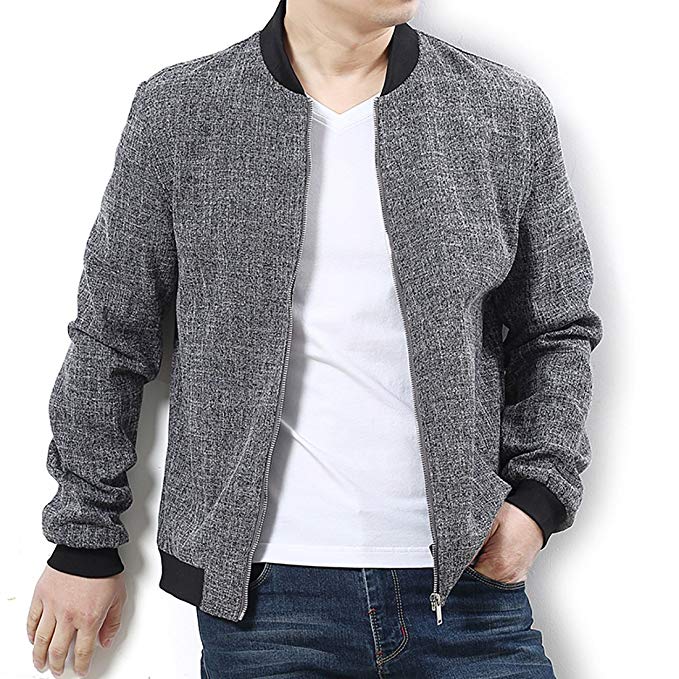 Nantersan Mens Bomber Jacket Casual Cotton Softshell Sportswear Lightweight Flight Slim Jacket Coat