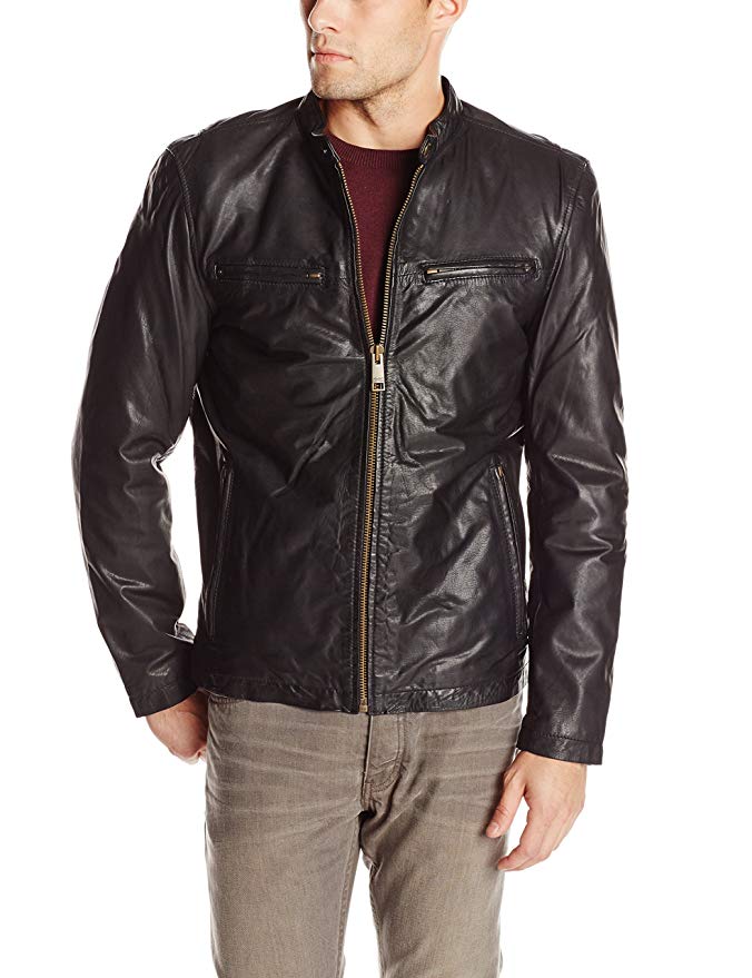 Marc New York by Andrew Marc Men's Lightweight Calf-Leather Moto Jacket