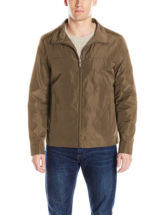 Perry Ellis Men's Poly Zip Front Packable Jacket