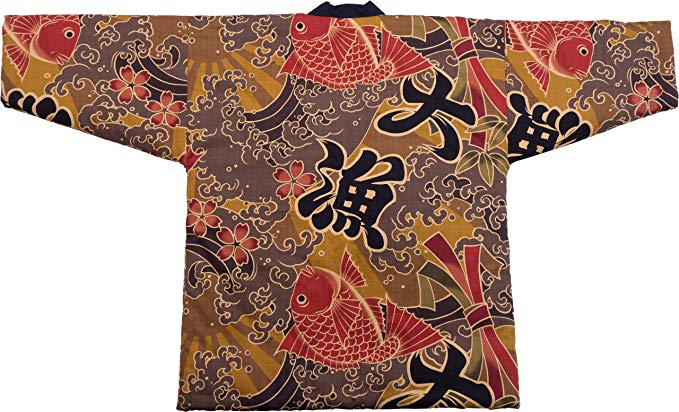 Cotton Jacket Design of Samurai or Sea Bream Made in Japan Mens Size