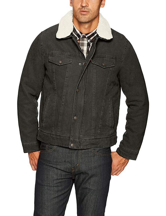 Levi's Men's Cotton Canvas Tucker Jacket with Sherpa Collar