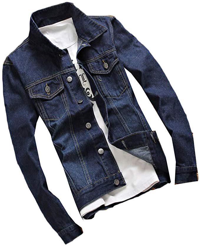 Papijam Men's Classic Loose Ripped Hole Button Washed Denim Jackets