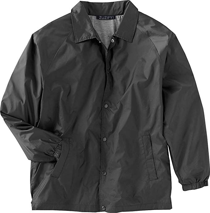 ZUZIFY Nylon Snap Front Coaches Windbreaker Jacket. JR0831