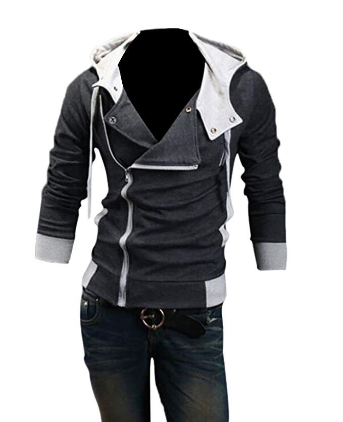 ColourfulMen Colourful Men Zip Up Splicing Novelty Hood Pocketed Sweatshirt Outwear Jacket