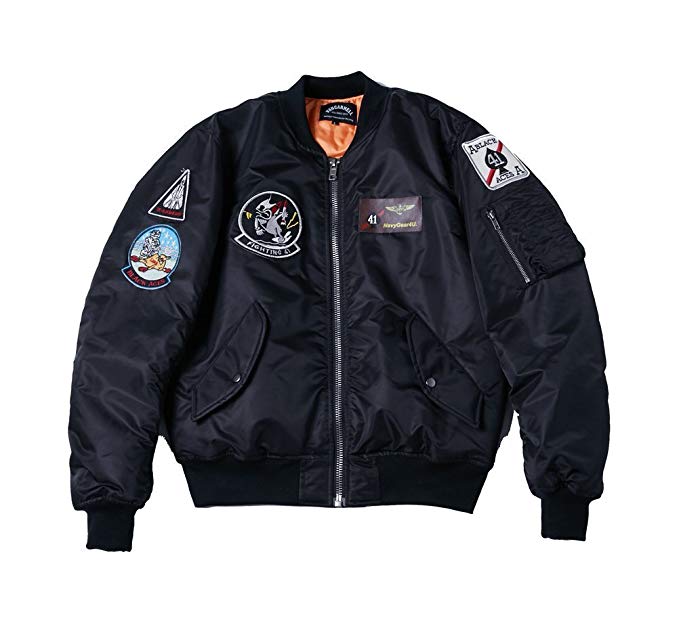 AVIDACE Classic Bomber Jacket Men Nylon Quilted with Patches