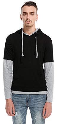 WHATLEES Mens Solid Long Sleeve Pullover Work Out Hoodie Shirt