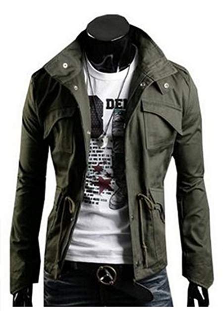 Yamx Men's Fashion New Military Casual Jacket Zip Button Coat AI-111