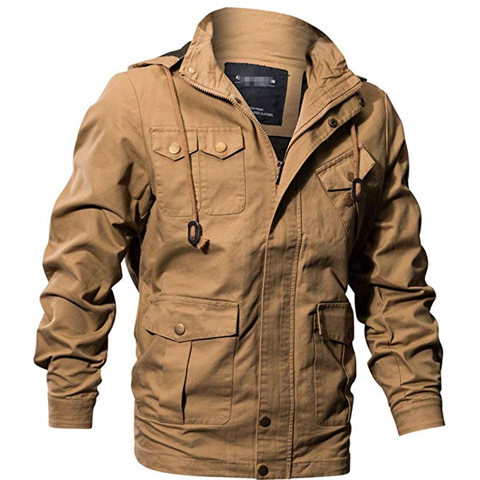 Newbestyle Men's Stylish Casual Washed Cotton Military Jackets Tactical Outwear Windbreaker