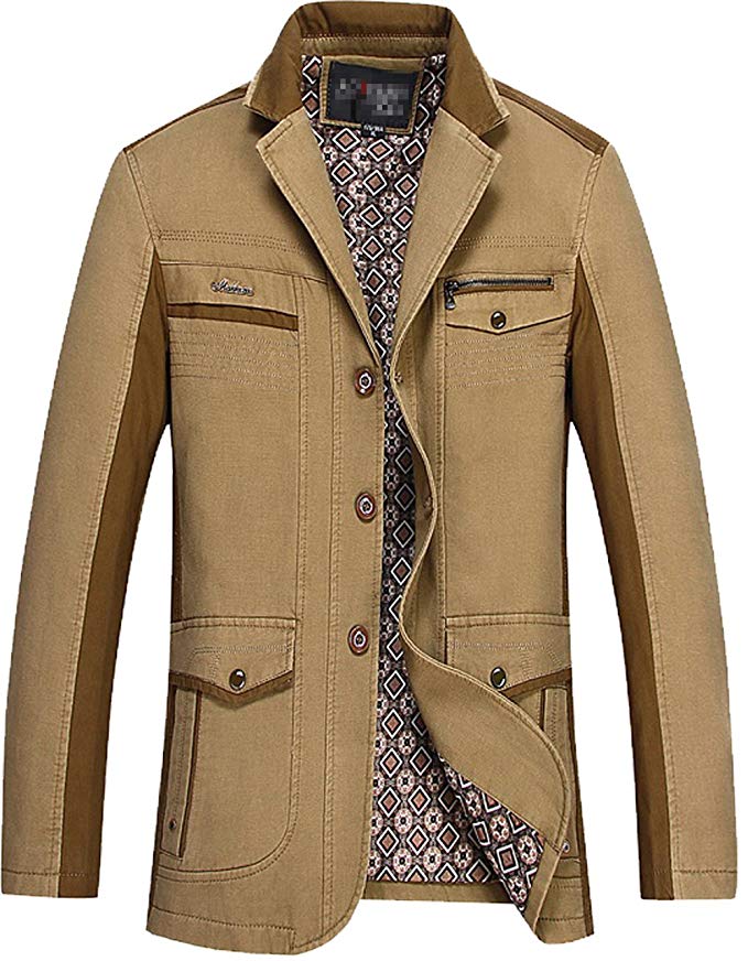 S&S Men's Casual Cotton Slim Fit Color Block Pocket Thin Blazer Coat Suit Jacket Plus-Size