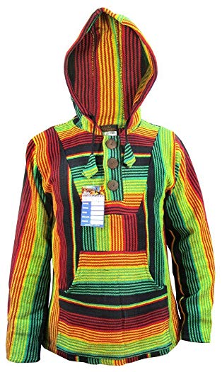 Little Kathhmandu Cotton Multicoloured Striped Ethnic Baja Hoodies