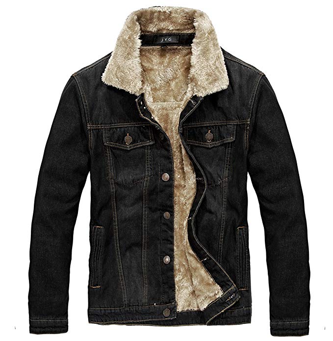 JYG Men's Sherpa Lined Denim Jacket