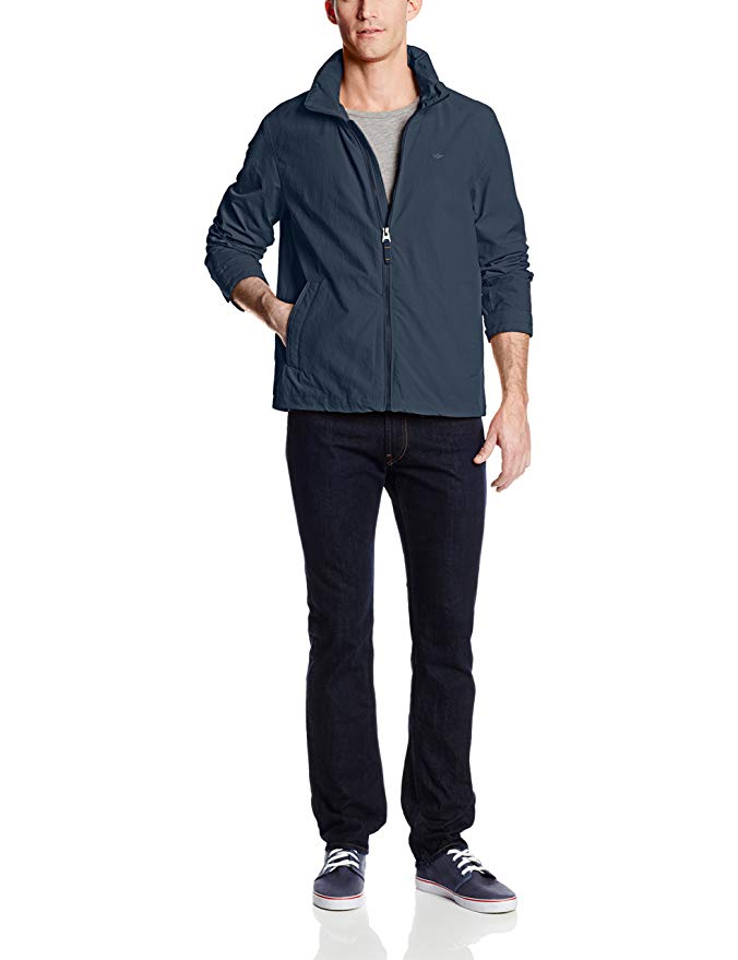 Dockers Men's Nylon Taslan Stand Collar Zip Front Jacket