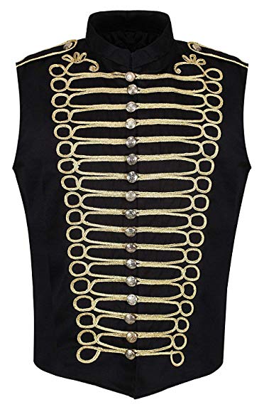 Ro Rox Men's Punk Military Drummer Sleeveless Parade Jacket