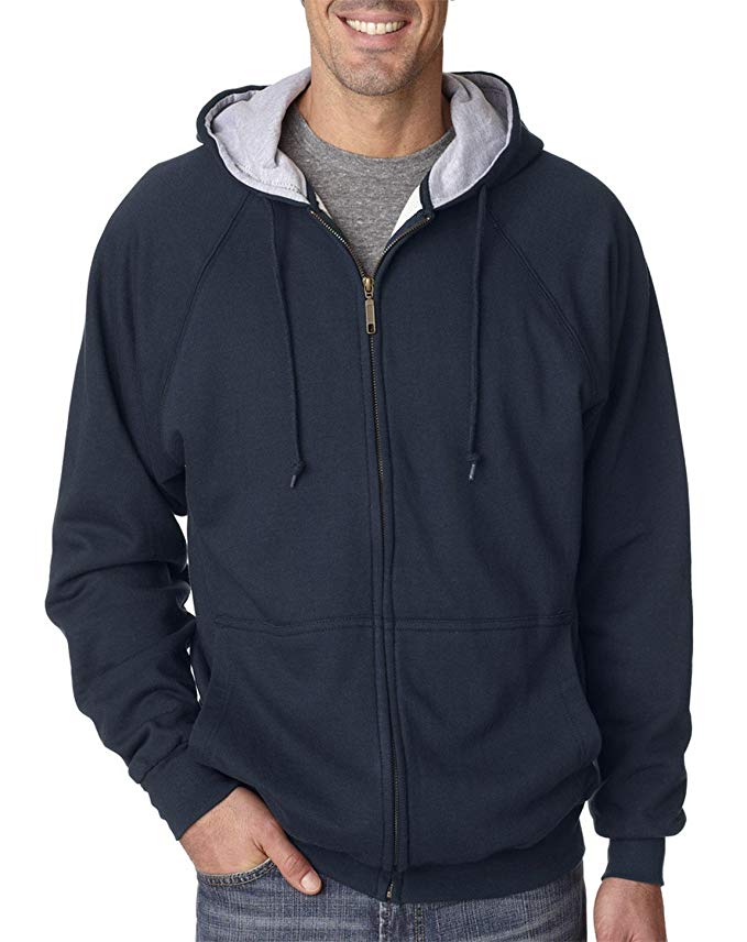 UltraClub Men's Rugged Wear Thermal-Lined Full-Zip Hoody