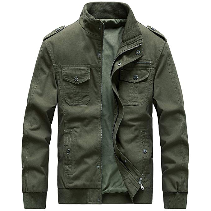 Womleys Mens Casual Windbreaker Outerwear Military Jackets Cotton Outdoor Coat