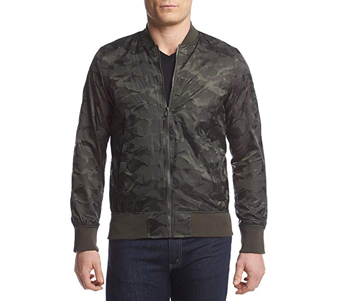 Distortion Men's Camo Nylon Bomber Jacket