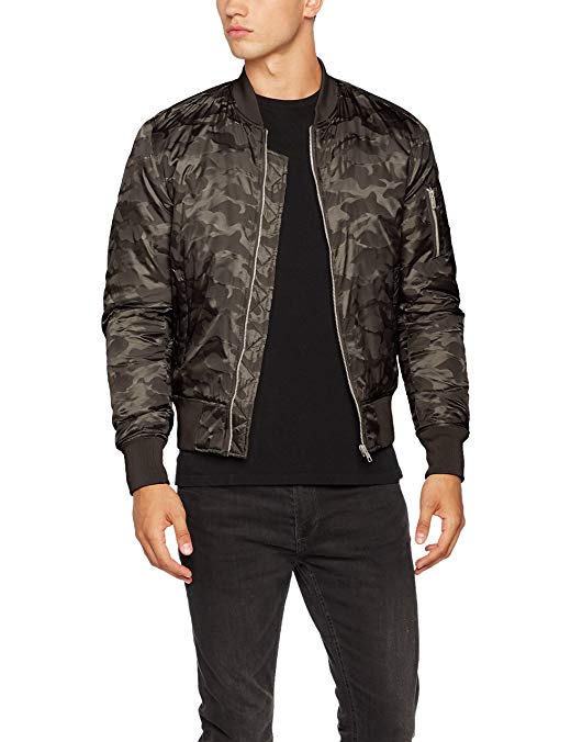 Urban Classics Tonal Bomber Jacket for Men TB1621,Multi-Colored Camouflage Jacket in Typical Bomber Style