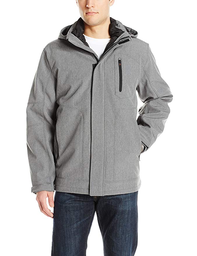 Hawke & Co Men's Softshell Systems Jacket, Dark Heather Grey, Large