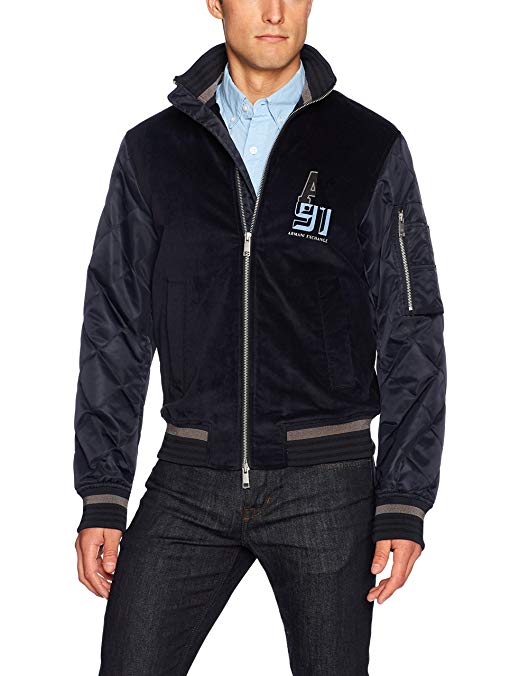 A|X Armani Exchange Men's Mole Skin Varsity Jacket