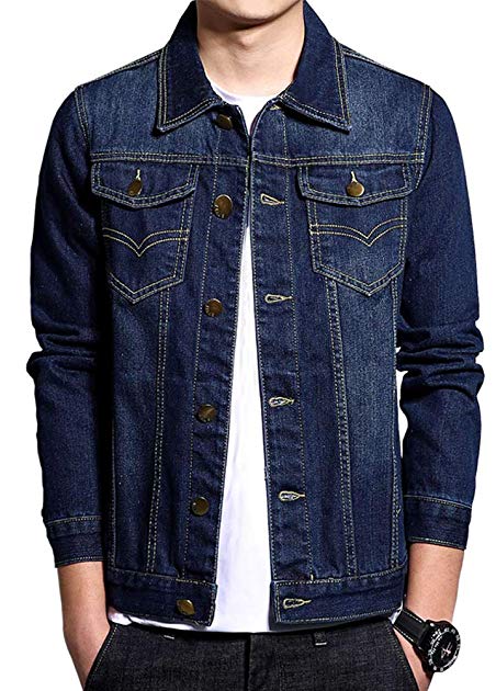 AvaCostume Mens Denim Blue Jean Lightweight Trucker Jacket