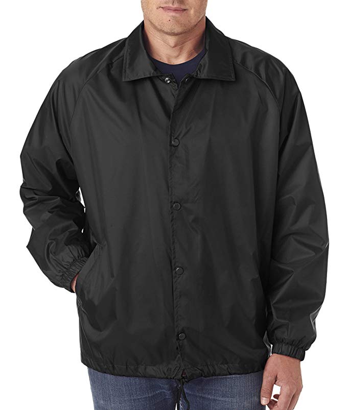 UltraClub Men's Durable Wind Resistant Brushed Coaches Jacket