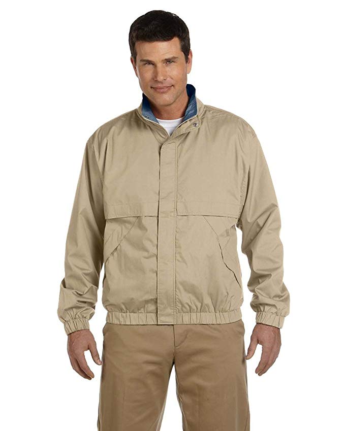 Devon & Jones Men's Clubhouse Jacket, Khaki/Navy