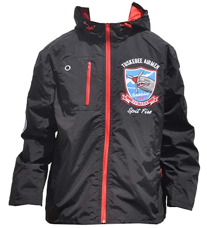 Tuskegee Airmen Mens Windbreaker Jacket Black/Red