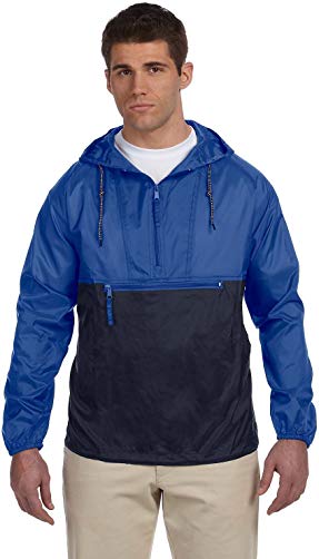 Harriton Men's Nylon Packable Pullover Hooded Jacket