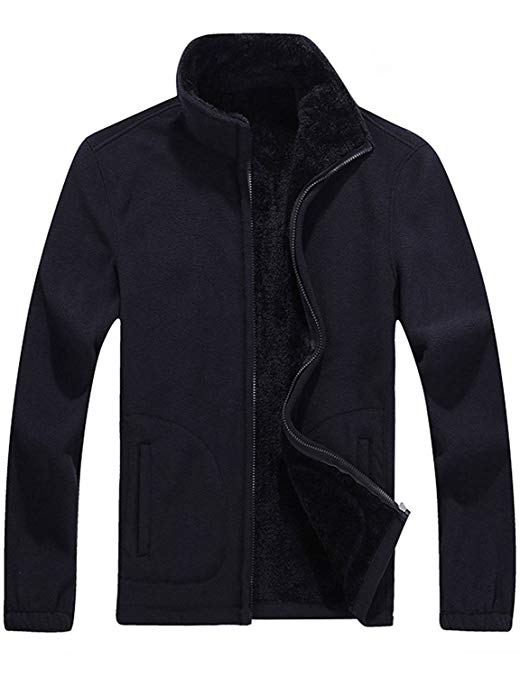 Cheryl Bull Fashion Men's Casual Stand Collar Sherpa Lined Zipper Fleece Jacket Sweatshirts